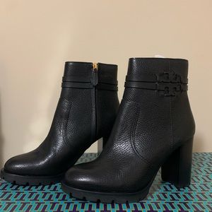 Tory Burch Leigh Lug Sole Tumbled Leather Booties